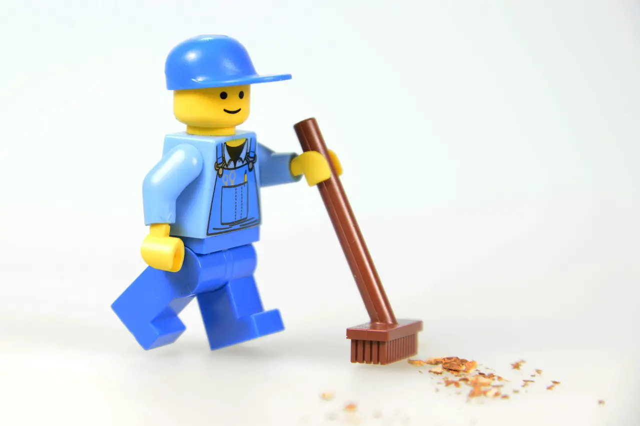 Lego figurine of a cleanup worker