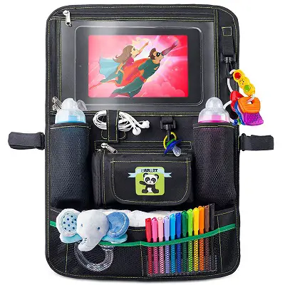 Books Drinks 2 Cup Holders for Toys or Front or Back Seat with 8 Side Pockets Tissues 1 Zippered Pouch 2 mesh Pouches Diapers /& More Use in The Trunk Mighty Clean Car Storage Organizer